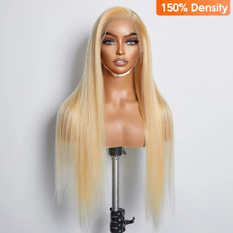 #613 Blonde 13"x4" Transparent Lace Frontal Wig 150% Density Straight